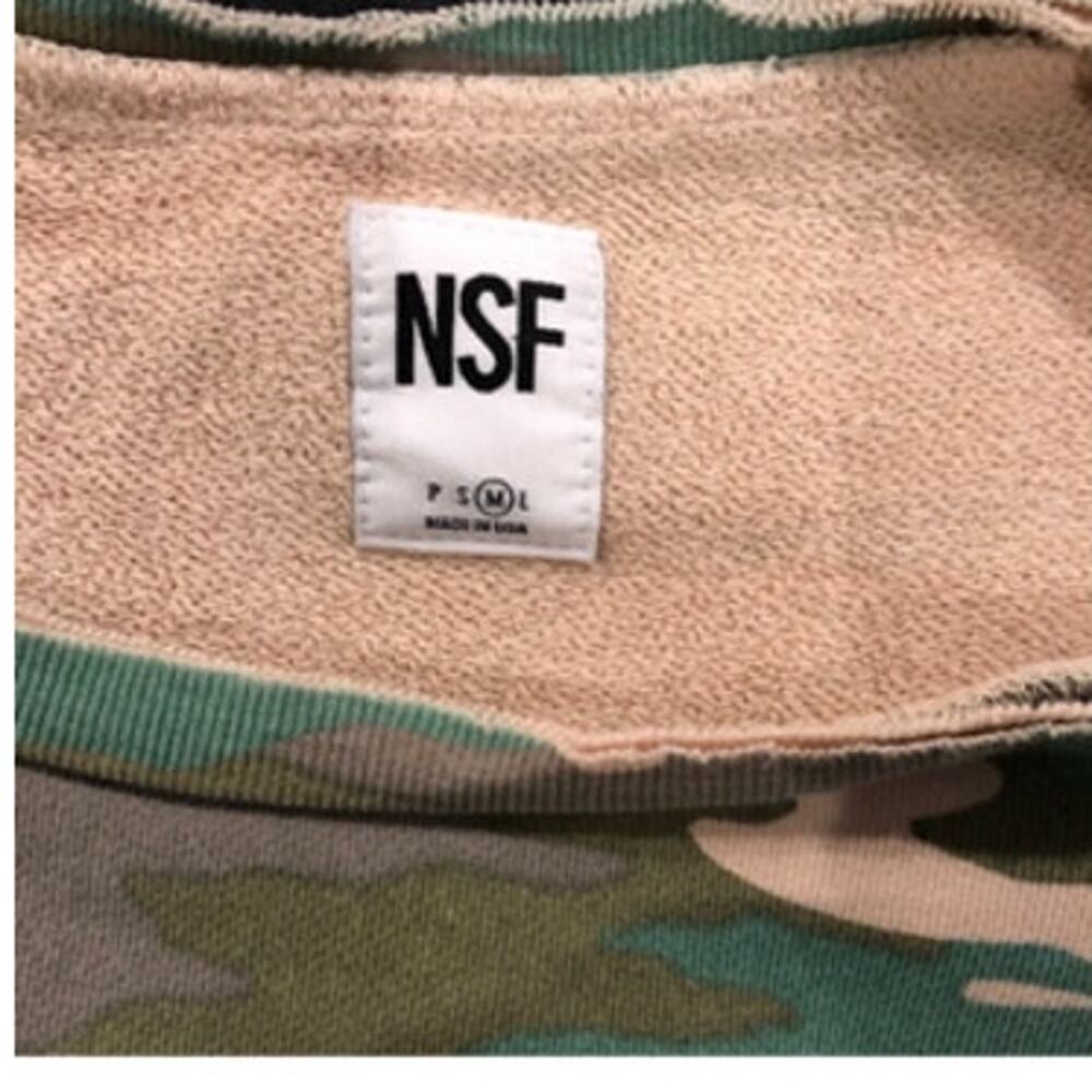 NSF Farah Camo Destroyed Sweatshirt NWOT M - Picture 3 of 4